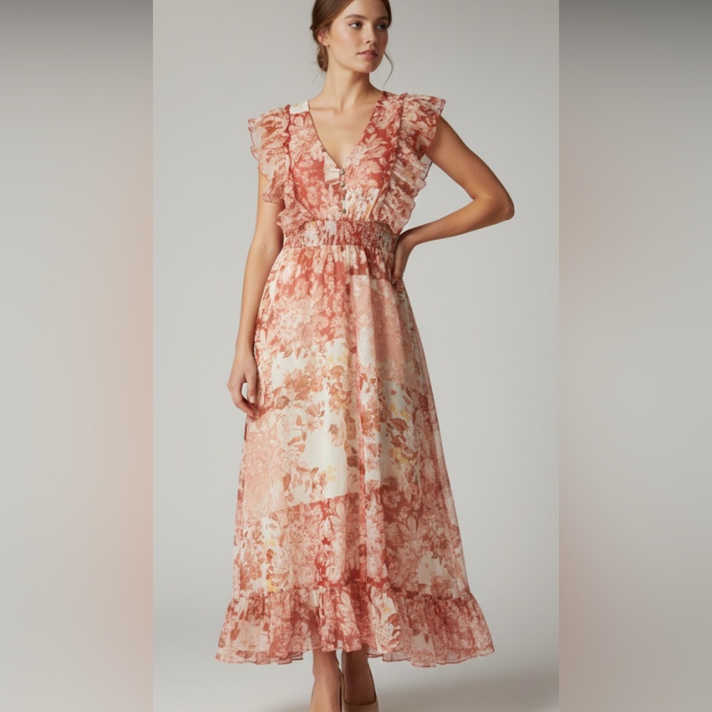 Zara Red Floral Maxi Dress